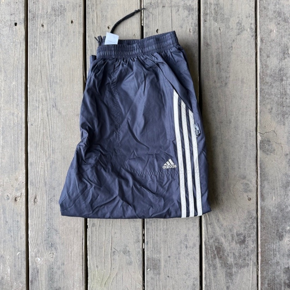 Adidas ClimaProof Track Pants Navy Blue White Stripe Athletic Mens Large